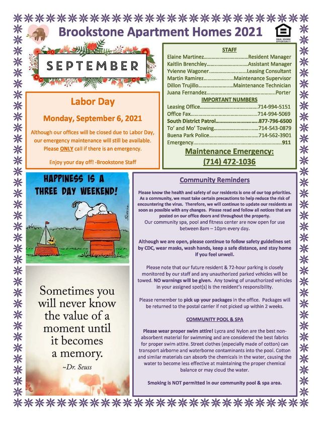 Resident Newsletter September